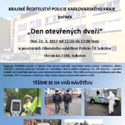Sokolov: Policie zve veřejnost na Den otevřených dveří