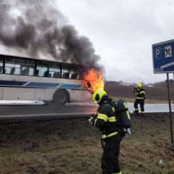 Toužim: Hořel linkový autobus