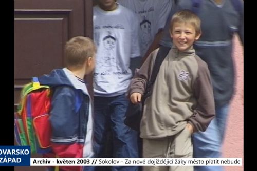 Foto: 2003 – Sokolov: Za nové dojíždějící žáky město platit nebude (TV Západ)