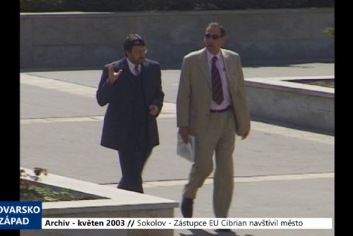 Foto: 2003 – Sokolov: Zástupce EU Cibrian navštívil město (TV Západ)