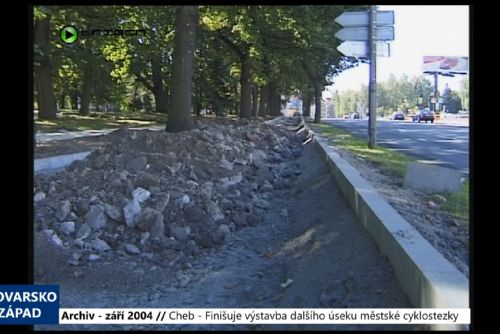 Foto: 2004 – Cheb: Finišuje výstavba dalšího úseku městské cyklostezky (TV Západ)