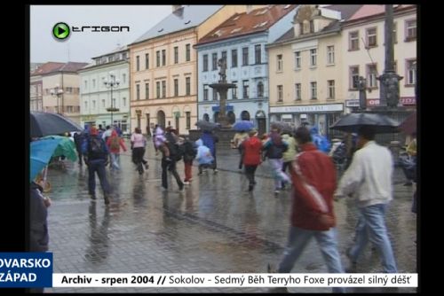 obrázek:2004 – Sokolov: Sedmý Běh Terryho Foxe provázel silný déšť (TV Západ)