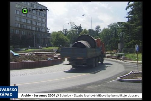 Foto: 2004 – Sokolov: Stavba kruhové křižovatky komplikuje dopravu (TV Západ)