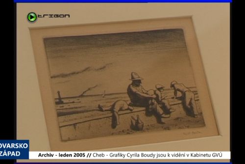 Foto: 2005 – Cheb: Grafiky Cyrila Boudy jsou k vidění v Kabinetu GVÚ (TV Západ)