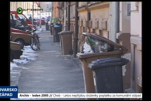 Foto: 2005 – Cheb: Letos nepřijdou složenky poplatku za komunální odpad (TV Západ)