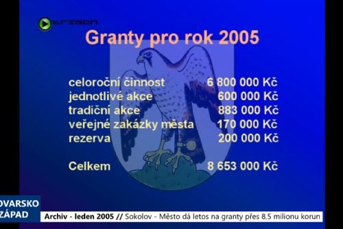 Foto: 2005 – Sokolov: Město dá letos na granty přes 8,5 milionu korun (TV Západ)