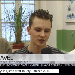 2013 – Cheb: Studenti Svobodky vyhráli hlavní cenu s eko klipem (4912) (TV Západ)