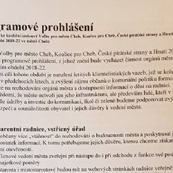 Cheb: Programové prohlášení města koalice