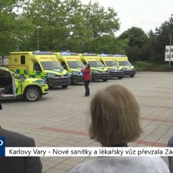 Karlovy Vary: Nové sanitky a lékařský vůz převzala Záchranka (TV Západ)