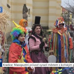 Kraslice: Masopustní průvod vyrazil městem s koňským povozem (TV Západ)