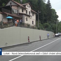 Loket: Nová železobetonová zeď v Údolí chrání silnici i dům (TV Západ)