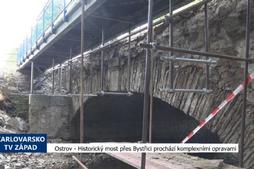 Foto: Ostrov: Historický most přes Bystřici prochází komplexními opravami (TV Západ)