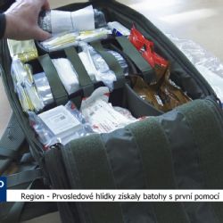 Prvosledové hlídky Policie získaly batohy s první pomocí (TV Západ)