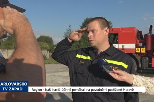 Foto: Region: Naši hasiči účinně pomáhali na povodněmi postižené Moravě (TV Západ)