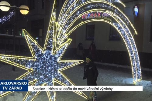 Foto: Sokolov: Město se odělo do nové vánoční výzdoby (TV Západ)