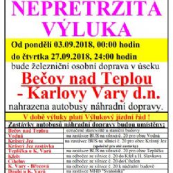 Bečov nad Teplou, Karlovy Vary: Cestující pozor! Od září proběhne na trati nepřetržitá výluka