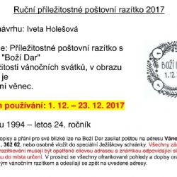 Boží Dar: Letošním speciálním poštovním razítkem je adventní věnec