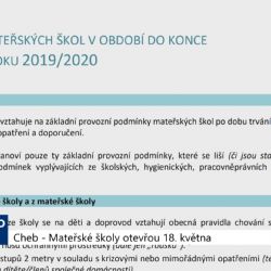 Cheb: Mateřské školky otevřou 18. května (TV Západ)