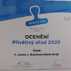 Cheb: Ocenění pro město. Přívětivý úřad 2020