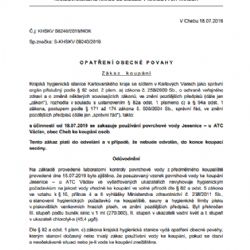 Cheb: Od včerejšího dne platí zákaz koupání na Jesenici u ATC Václav