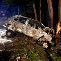 Luby: Osobní vozidlo po nárazu do stromu zcela shořelo