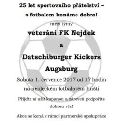 Nejdek: V sobotu se koná fotbalové utkání Veteránů proti Datschiburger Kickers Augsburg
