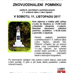Opatov: Obec znovuodhalí pomník padlým v 1. světové válce