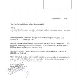 Ostrov: Uzavírky v nemocnici během vánočních svátků