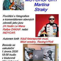 Počerny: O zážitcích ze světa silných motorů bude vyprávět Martin Straka