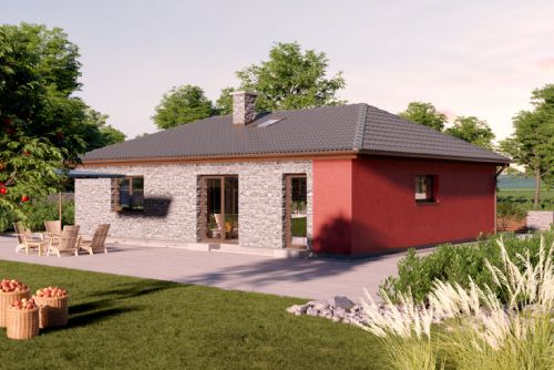 obrázek:Jednopodlažní zděný bungalov BRICK 3 + KK PRIM, to je pohodlné bydlení pro mladé rodiny od Plzeňské firmy Brickhouse